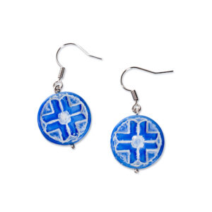 Kaheksakand kõrvarõngad - klaas 18 mm sinine-valge