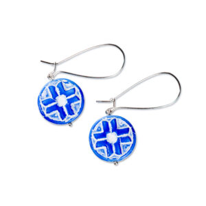 Kaheksakand kõrvarõngad - klaas 18 mm sinine-valge